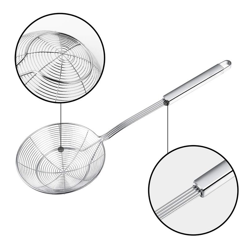 Swify Spider Strainer Skimmer, Swify Stainless Steel Asian Strainer Ladle Frying Spoon with Handle for Kitchen Deep Fryer, Pasta, Spaghetti, Noodle, 5.5 Inch - Image 3
